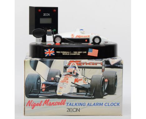 A Nigel Mansell talking alarm clock by Zeon, with original box 