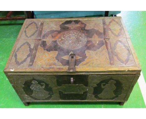 A brass mounted Indian trunk
