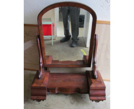 A Victorian mahogany swing toilet mirror with drawers to base