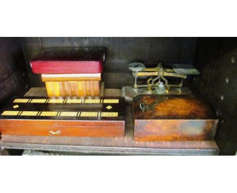 A cigarette box, secret box, set scales et cetera