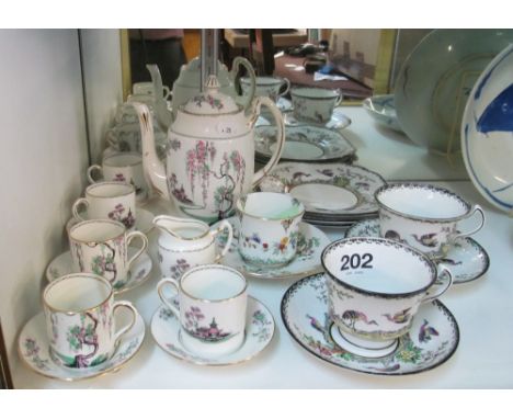 A Standard China Pagoda coffee set, Melba Melbarose tea cups and another