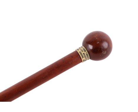 Queen Victoria interest:  A walking stick believed to made from timbers of Her Late Majesty Victoria's Yacht Osborne, 1909, 8