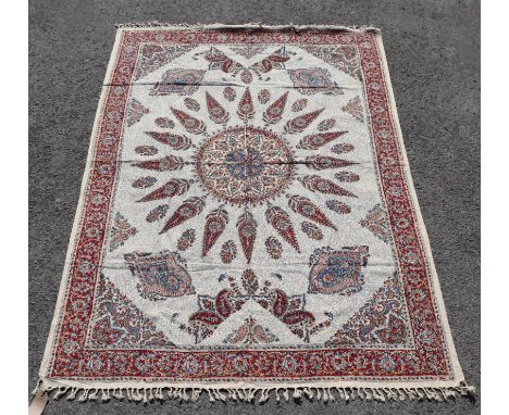 An Iranian Isfahan traditional Kalamkari block printed cotton tablecloth, 100 by 150cms.