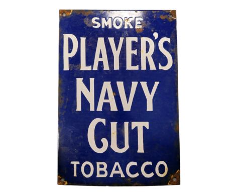 A "Player's Navy Cut Tobacco" enamel sign, 20 by 30cms.