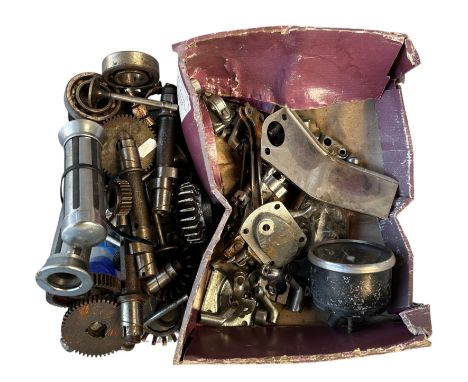 A quantity of assorted Triumph motorcycle spares including shock absorbers, springs, twist grips, levers, sprockets, bearings