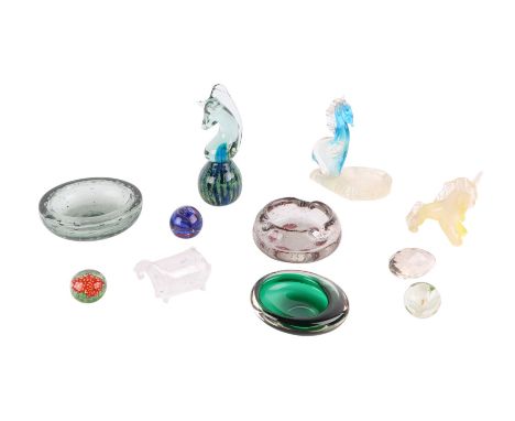 A quantity of Art glass to include a Mdina type seahorse, Whitefriars ashtrays and other items.Condition ReportThe seahorse a