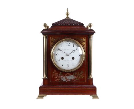 A George III bracket clock, the 20cms diameter white dial with Roman numerals, signed D Desbois, London, fitted with a single