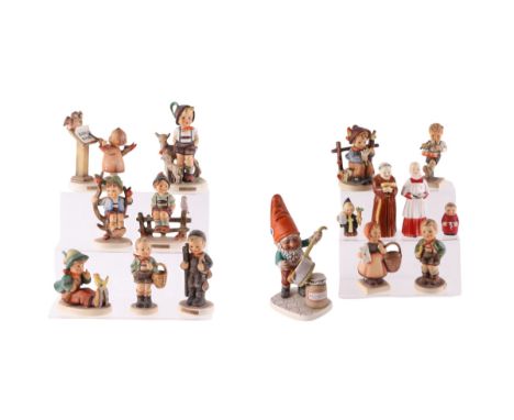 A quantity of Goebel Hummel figures, the largest 19cms high; together with a Royal Doulton figure The Choir Boy HN2141.