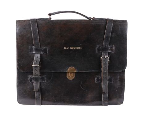 A vintage brown leather satchel or briefcase, 45cms wide. Provenance: from the collection of the late Tony Cuff