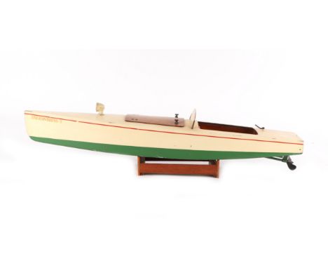 A Bassett-Lowke, circa 1920s motor launch electric model Enchantress I, the painted wooden hull in green and cream livery wit