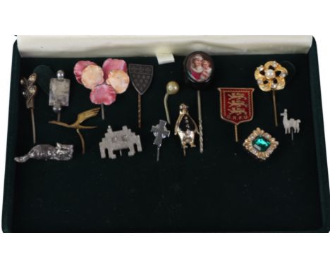 A small collection of fifteen stick pins.