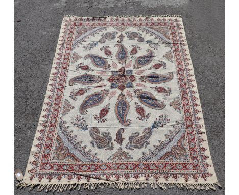 An Iranian Isfahan traditional Kalamkari block printed cotton tablecloth, 100 by 150cms.
