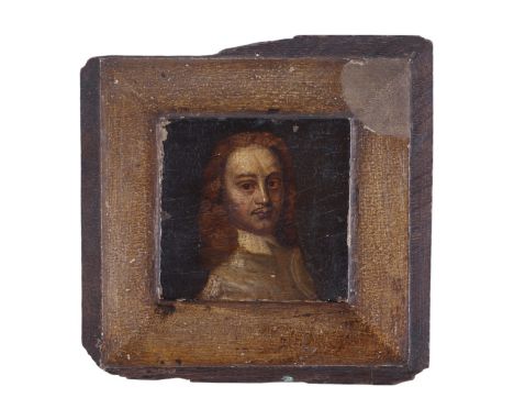 An early portrait on oak panel depicting a gentleman, overall 15 by 14cms.Condition ReportThere is a loss to the top right co