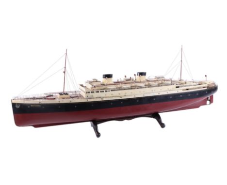 A Bassett-Lowke MV Britannic White Star Line ocean going liner, fitted with an electric motor powering a single propeller, th