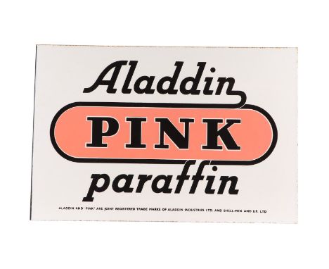 An Aladdin Pink Paraffin double sided enamel advertising sign for Shell-Mex & BP Ltd, flange fitting, 53 by 36cms.Condition R