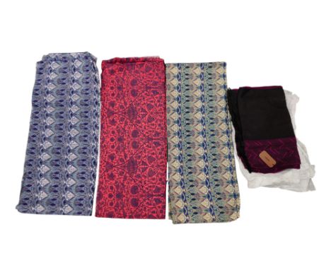 Three pieces of Tana Lawn, Liberty fabric, each approx 200 by 135cms; together with a Missoni Italian wool scarf (4).