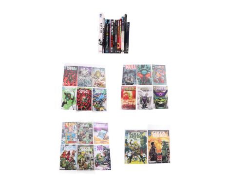 A group of graphic comics to include Marvel Cable, DC Green Arrow and Marvel Kull the Conqueror.