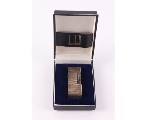 A Dunhill silver plated lighter, boxed.