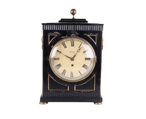 An Edwardian bracket clock in the Georgian taste, the 18cms dial with Roman numerals, fitted with an 8-day movement striking 