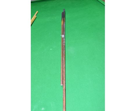 Two vintage snooker cues