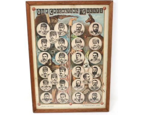 Our Cricketing Guests, a print from 1884 taken from the Boys Own paper, the reverse annotated with the Philadelphian and Aust