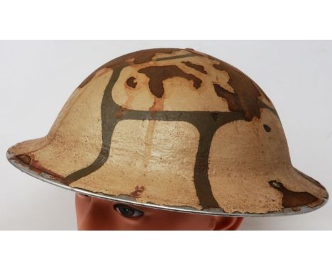 WWII British MKII helmet painted in Malta camouflage.&nbsp;P&amp;P Group 2 (£18+VAT for the first lot and £3+VAT for subseque