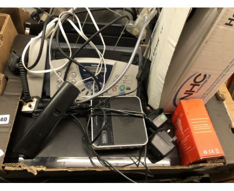 BROTHER FAX MACHINE, DVD PLAYER, CUBE SPEAKER AND A CYCLONE MASSAGER