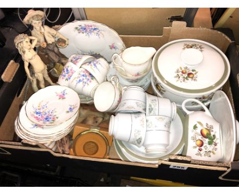 REGENCY BONE CHINA TEA SERVICE, TWO DECORATIVE SHELLS, COASTERS, PAIR OF TUREENS AND COVERS