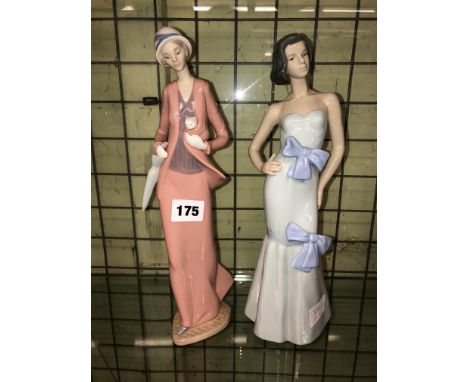 NAO FIGURE OF AN ART DECO LADY, NAO FIGURE OF A LADY IN EVENING GOWN (NECK A/F)