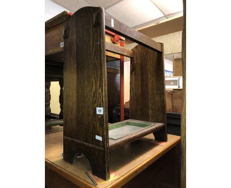 OAK STICK/CANE STAND WITH ENAMEL DRIP TRAY 61CM H APPROX