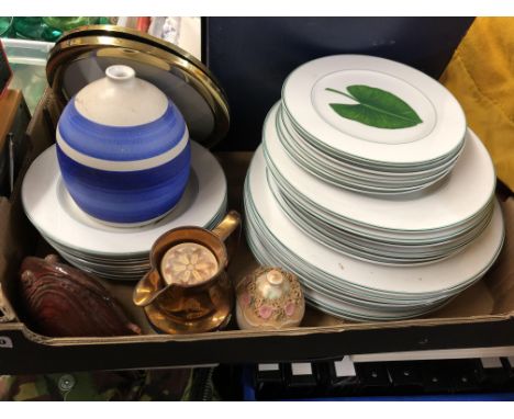 BOX CONTAINING LARGE ROYAL WORCESTER CAKE PLATE AND VARIOUS LIGNE HIOTTS CERAMICS