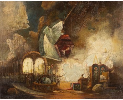 MILITCH DE MATCHVA1934 - 2004NAHE DER ALTEN KARTE (1974) Öl auf Holz. 32 x 40,5 cm (R. 46 x 54 cm). Unten rechts signiert und