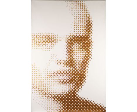 MODERNER KÜNSTLERTätig Ende 20. Jh./Anfang 21. Jh.PORTRAIT (RASTERBILD) Acryl auf Leinwand. 150 x 100 cm. Oberfläche min. ver