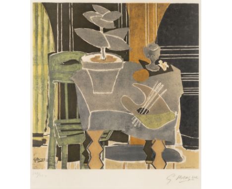 GEORGES BRAQUE (NACH)1882 Argenteuil - 1963 Paris'NATURE MORTE A LA PALETTE' (1960) Farblithografie auf Velin, nach einem Gem
