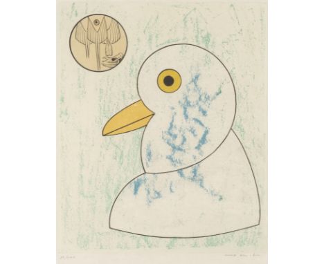 MAX ERNST1891 Brühl - 1976 ParisBLATT AUS: DOROTHEA TANNING 'OISEAUX EN PÉRIL' (1975) Farbaquatintaradierung auf Japanpapier.