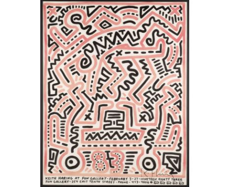 KEITH HARING1958 Reading, Pennsylvania - 1990 New YorkSIGNIERTES PLAKAT 'FUN GALLERY, NEW YORK' (1983) Farboffsetlithografie 