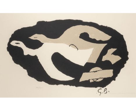 GEORGES BRAQUE (NACH)1882 Argenteuil - 1963 Paris'DEUX OISEAUX' Farblithografie auf Velin. 35,5 x 56,5 cm (R. 62 x 82 cm). In