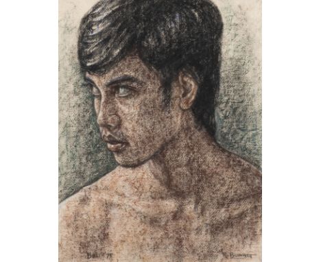 JOHAN RUDOLF BONNET1895 Amsterdam, Niederlande - 1978 Laren, NiederlandePORTRAIT EINES BALINESISCHEN MANNES (1975) Pastellkre