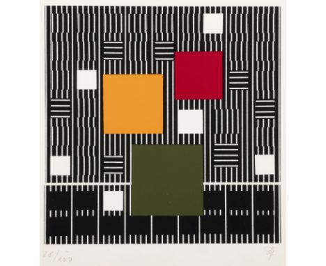 KONVOLUT AUS ZEHN KONSTRUKTIVISTISCHEN ARBEITEN 2. H. 20. Jh. 9 (Farb-)Serigrafien und eine Mischtechnik auf Papier. Untersch