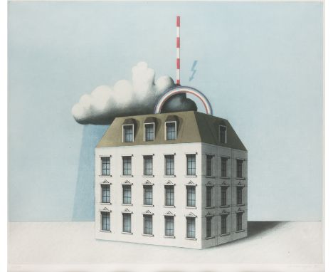 FRIEDRICH MECKSEPER1936 Bremen - 2019 Berlin'HAUS' (1972) Farbradierung auf Velin. DM 49 x 59 cm (R. 78 x 87 cm). Unten recht