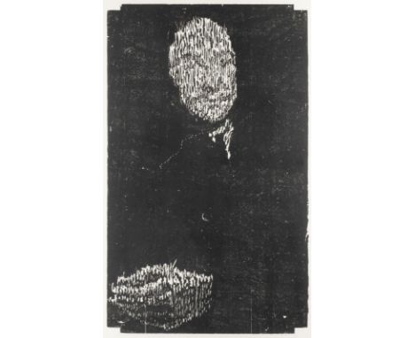 MATTHIAS MANSEN1958 Ravensburg -  lebt und arbeitet in Berlin'GOTTFRIED WILHELM LEIBNIZ' (1999) Holzschnitt auf Hahnemühle Bü