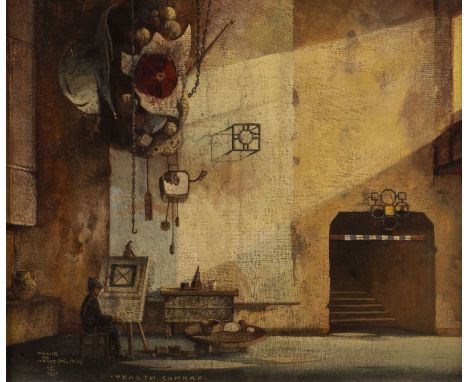 MILITCH DE MATCHVA1934 - 2004'DER VERFOLGTE MALER' (1974) Öl auf Holz. 27,5 x 33 cm (R. 41,5 x 46,5 cm). Unten links signiert