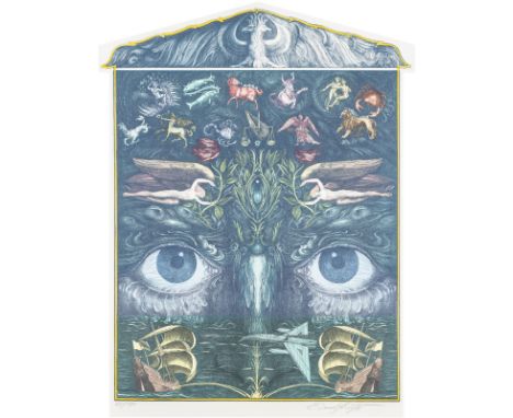 ERNST FUCHS1930 Wien - 2015 ebenda'BLICK IN DIE STERNZEICHEN' Farblithografie auf Velin. DM 62 x 45 cm (R. 96,5 x 74 cm). Unt