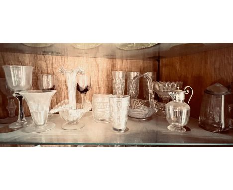 ANTIQUE AND OTHER GLASSWARE INCLUDING GOBLETS, EPERGNE, ETC