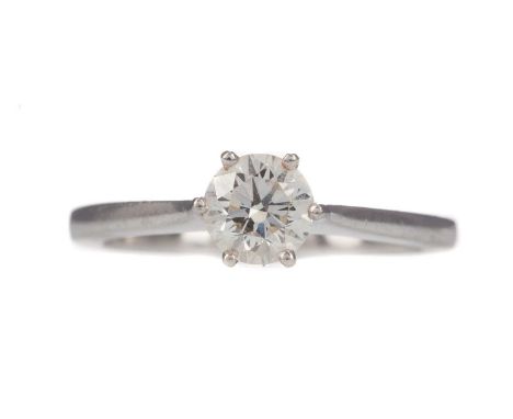 DIAMOND SOLITAIRE RING,set with a round brilliant cut diamond of approximately 0.80 carats, marked PT, size N 1/2, 4.9gCondit