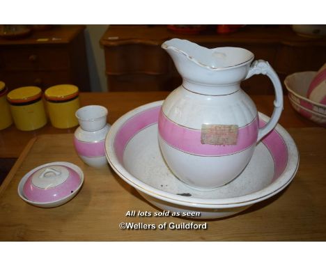 PINK AND WHITE JUG AND BASIN SET (13481 OSL)