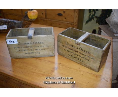 TWO REPRODUCTION VINTAGE STYLE WOODEN BASKETS