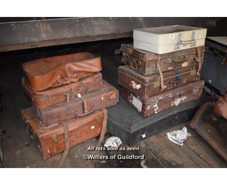 EIGHT MIXED VINTAGE TRAVEL CASES AND ONE LARGE TRUNK