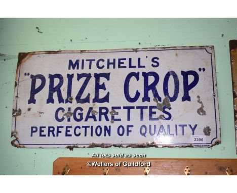 VINTAGE METAL SIGN 'MITCHELLS PRIZE CROP CIGARETTES', 92CM X 45CM
