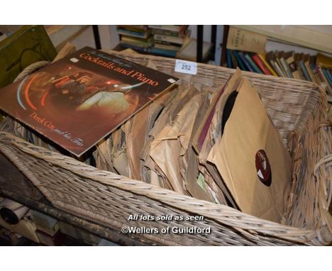 LARGE BASKET OF MIXED VINTAGE VINYL RECORDS MAINLY 'HIS MASTERS VOICE'
